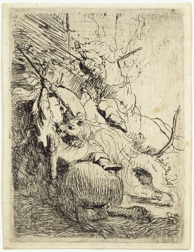 A kis oroszlánvadászat (egy oroszlánnal) alkotó: Rembrandt van Rijn