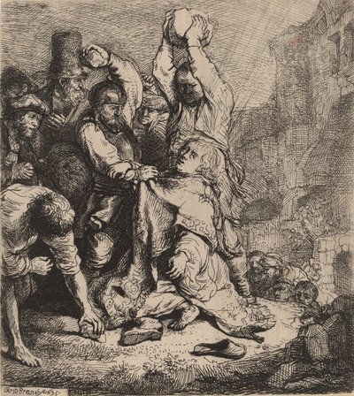 Szent István megkövezése, 1635. alkotó: Rembrandt van Rijn