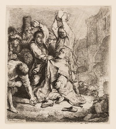 Szent István megkövezése alkotó: Rembrandt van Rijn