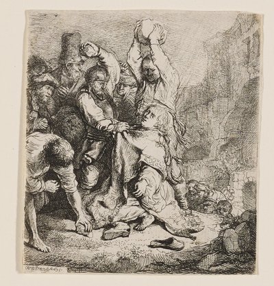Szent István megkövezése alkotó: Rembrandt van Rijn