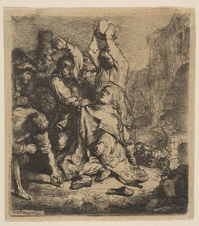 Szent István megkövezése, 1635. alkotó: Rembrandt van Rijn