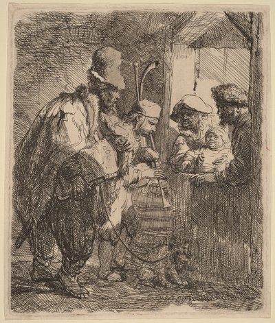 A vándorzenészek alkotó: Rembrandt van Rijn
