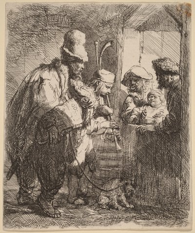A vándorzenészek alkotó: Rembrandt van Rijn