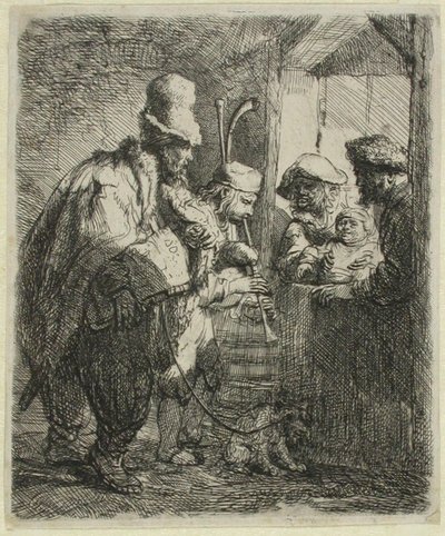 A vándorzenészek alkotó: Rembrandt van Rijn