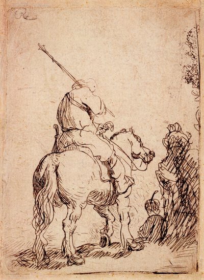 A turbános katona lóháton, 1632 alkotó: Rembrandt van Rijn