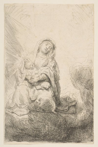Szűz és gyermek a felhőkben, 1641. alkotó: Rembrandt van Rijn