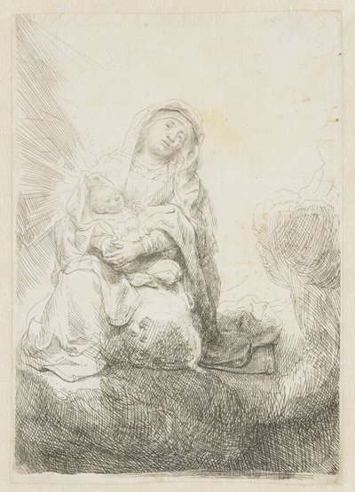 A Szűz és a Gyermek a felhőkben alkotó: Rembrandt van Rijn