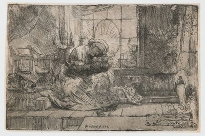 Szűz és gyermek a macskával és a kígyóval A Szűz és a Gyermek a macskával és a kígyóval alkotó: Rembrandt van Rijn