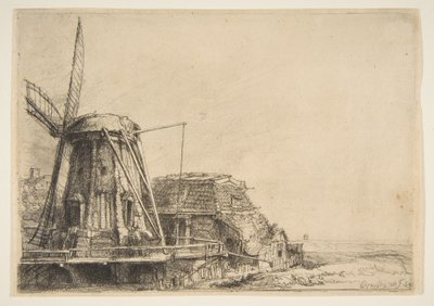 A szélmalom, 1641. alkotó: Rembrandt van Rijn