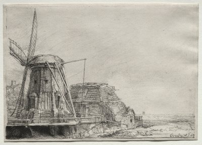 A szélmalom, 1641. alkotó: Rembrandt van Rijn