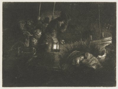 A pásztorok imádása: éjszakai jelenet alkotó: Rembrandt van Rijn