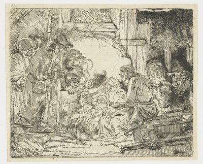 A pásztorok imádata: a lámpával alkotó: Rembrandt van Rijn