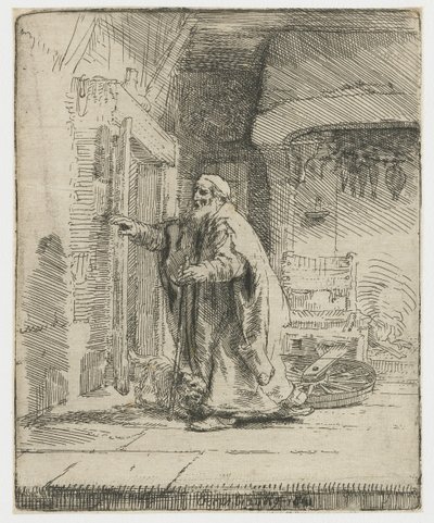 Tobit vaksága: a nagyobb tányér alkotó: Rembrandt van Rijn