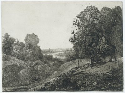A menekülés Egyiptomba: átdolgozott metszet Seghers művéből alkotó: Rembrandt van Rijn