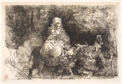 A menekülés Egyiptomba: a Szent Család átkel egy patakon alkotó: Rembrandt van Rijn