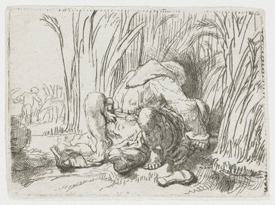 A szerzetes a kukoricaföldön alkotó: Rembrandt van Rijn