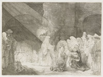 A templomban való bemutatás: hosszúkás nyomat alkotó: Rembrandt van Rijn