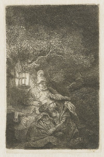 A többi az egyiptomi repülésen: éjszakai darab alkotó: Rembrandt van Rijn