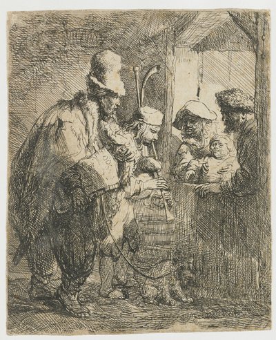 A vándorzenészek alkotó: Rembrandt van Rijn