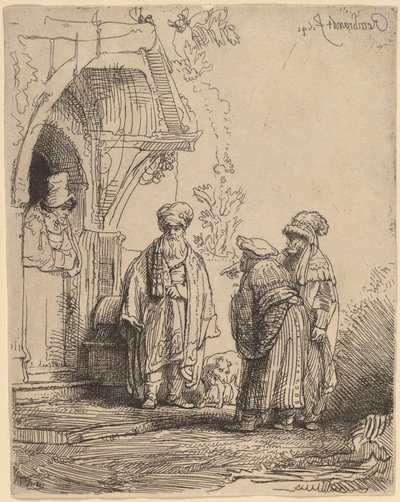 Három keleti alak (Jákób és Lábán?) alkotó: Rembrandt van Rijn