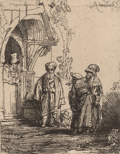 Három keleti alak: Jákob és Lábán, 1641. alkotó: Rembrandt van Rijn