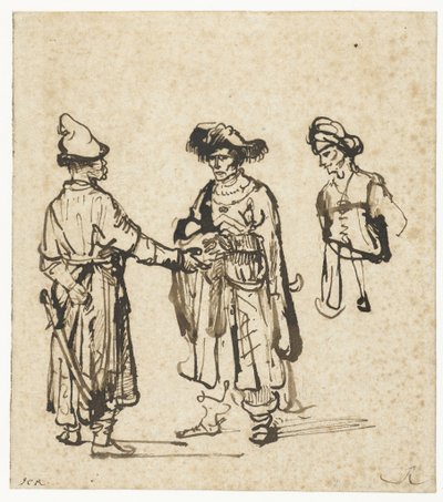 Három keleti ember beszélget alkotó: Rembrandt van Rijn