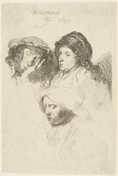 Három női fej alkotó: Rembrandt van Rijn
