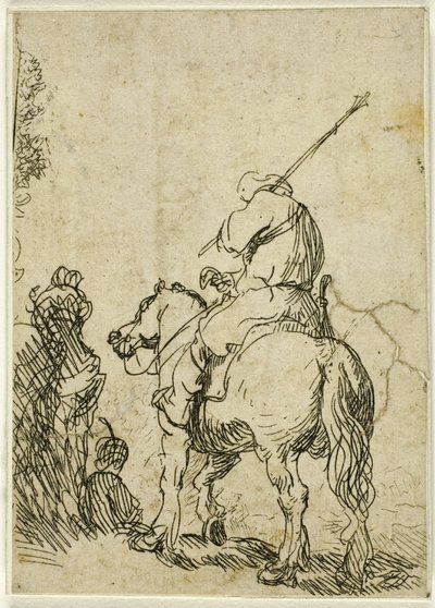 Turbános katona lóháton alkotó: Rembrandt van Rijn