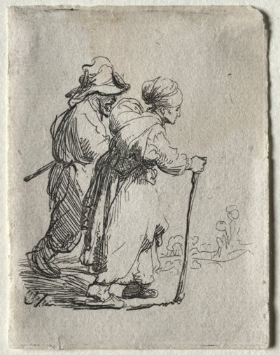 Két csavargó, egy férfi és egy nő alkotó: Rembrandt van Rijn