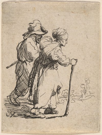 Két csavargó, egy férfi és egy nő alkotó: Rembrandt van Rijn