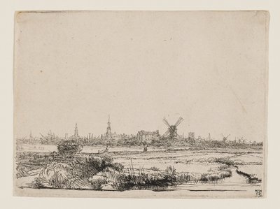 Kilátás Amszterdamból alkotó: Rembrandt van Rijn