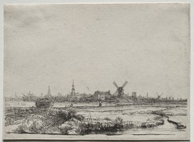 Amszterdam kilátása északnyugat felől alkotó: Rembrandt van Rijn