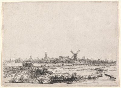Amszterdam kilátása északnyugat felől alkotó: Rembrandt van Rijn