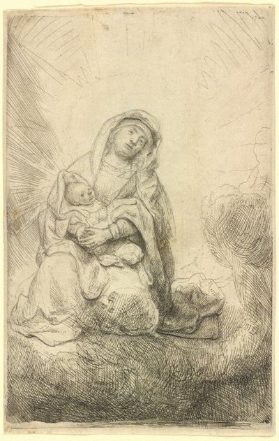 Szűz és gyermek a felhőkben alkotó: Rembrandt van Rijn