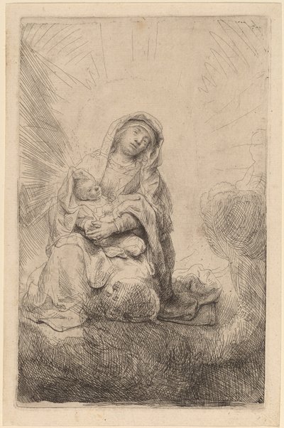 Szűz és gyermek a felhőkben alkotó: Rembrandt van Rijn