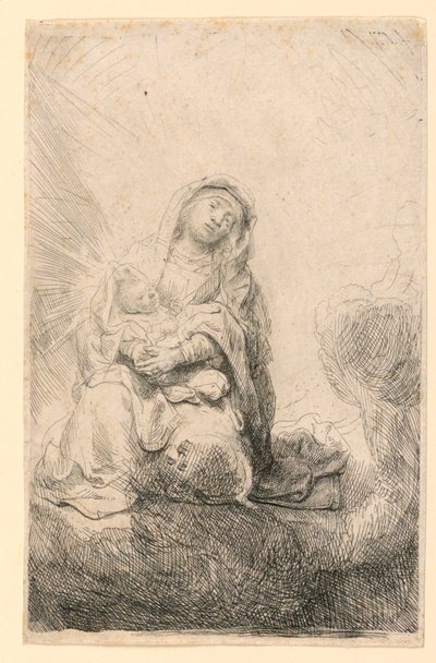Szűz és gyermek a felhőkben alkotó: Rembrandt van Rijn