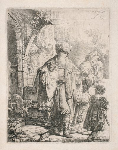 Hágár száműzése alkotó: Rembrandt van Rijn