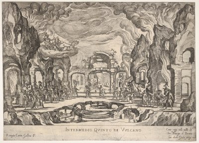 Ötödik közjáték: Vulcan Intermedio quinto di Volcano, a Seven Interludes... sorozatból, 1608. alkotó: Remigio Cantagallina