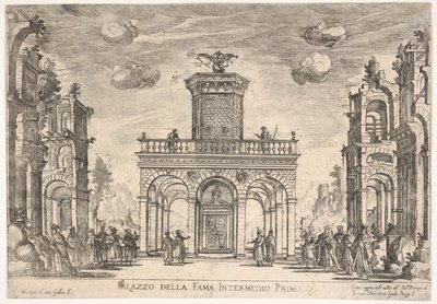 Első közjáték: a hírnevek palotája Köztes hatodik: a hírességek palotája, az S ... sorozatból, 1608. alkotó: Remigio Cantagallina