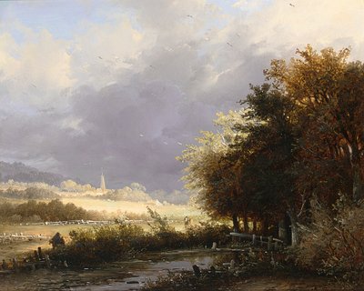 Figurák egy országúton, vihar közeledik. alkotó: Remigius Adrianus Haanen