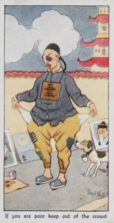 Keleti közmondás: Ha szegény vagy, tartsd távol magad a tömegtől (színes litho) alkotó: René Bull