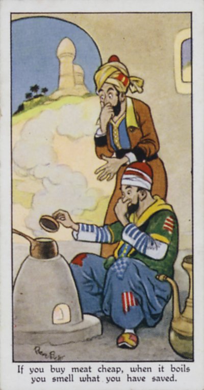 Ha olcsón veszel húst, amikor felforr, azt szagolod, amit megtakarítottál (színes litho) alkotó: René Bull