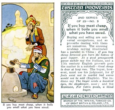 Ha olcsón veszel húst, amikor felforr, azt szagolod, amit megtakarítottál, 1932 alkotó: René Bull
