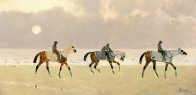 Lovasok a Dieppe-i tengerparton alkotó: René Pierre Charles Princeteau