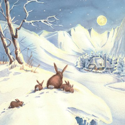 Téli nyulak holdfényben alkotó: Renate Holzner