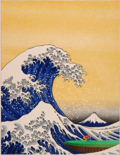HOKUSAI-Golf, 2021, Színes ceruzarajz papírra alkotó: Rene Boin
