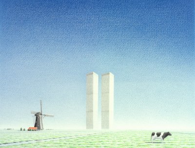 Ikertornyok, 2001, Színes ceruzarajz papírra alkotó: Rene Boin