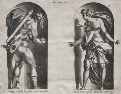 Cephalus és Procris két fülkében alkotó: Rene Boyvin