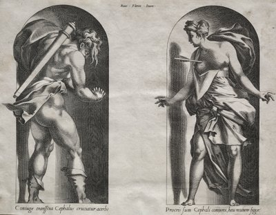 Cephalus és Procris két fülkében, 1538-1540. alkotó: Rene Boyvin