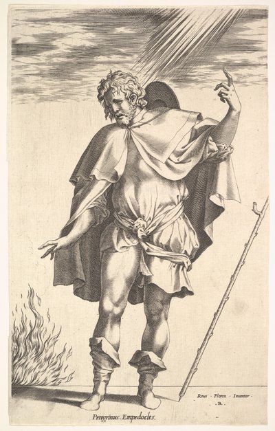 Empedoklész háromnegyed szögben elfordított fejjel elöl állva irányítja ..., kb. 1545-63. alkotó: Rene Boyvin